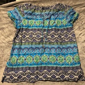 Blue front tie blouse